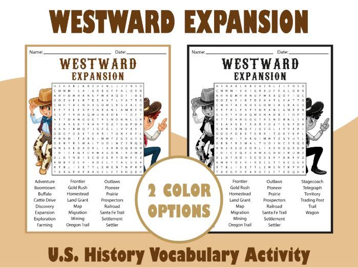 Westward Expansion Word Search Puzzle | U.S. History Vocabulary Activity