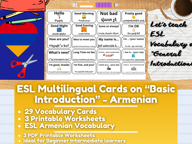 ESL Multilingual Vocabulary Flashcards on "General Introductions" - Armenian