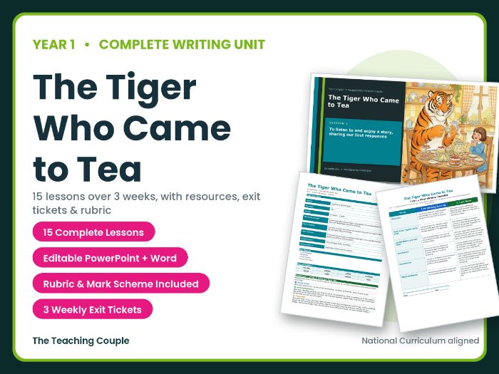 The Tiger Who Came to Tea | Year 1 English Unit | 15 Complete Lessons + Resources + Mark Scheme