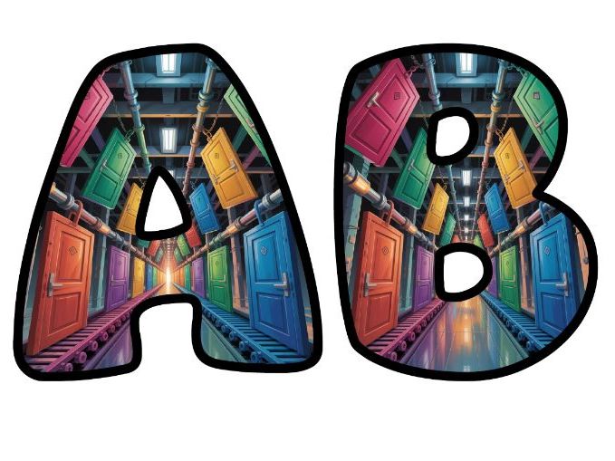 Rainbow Door Hallway Lettering Set for Classroom Display | Upper & Lowercase, 0-9 and Signs