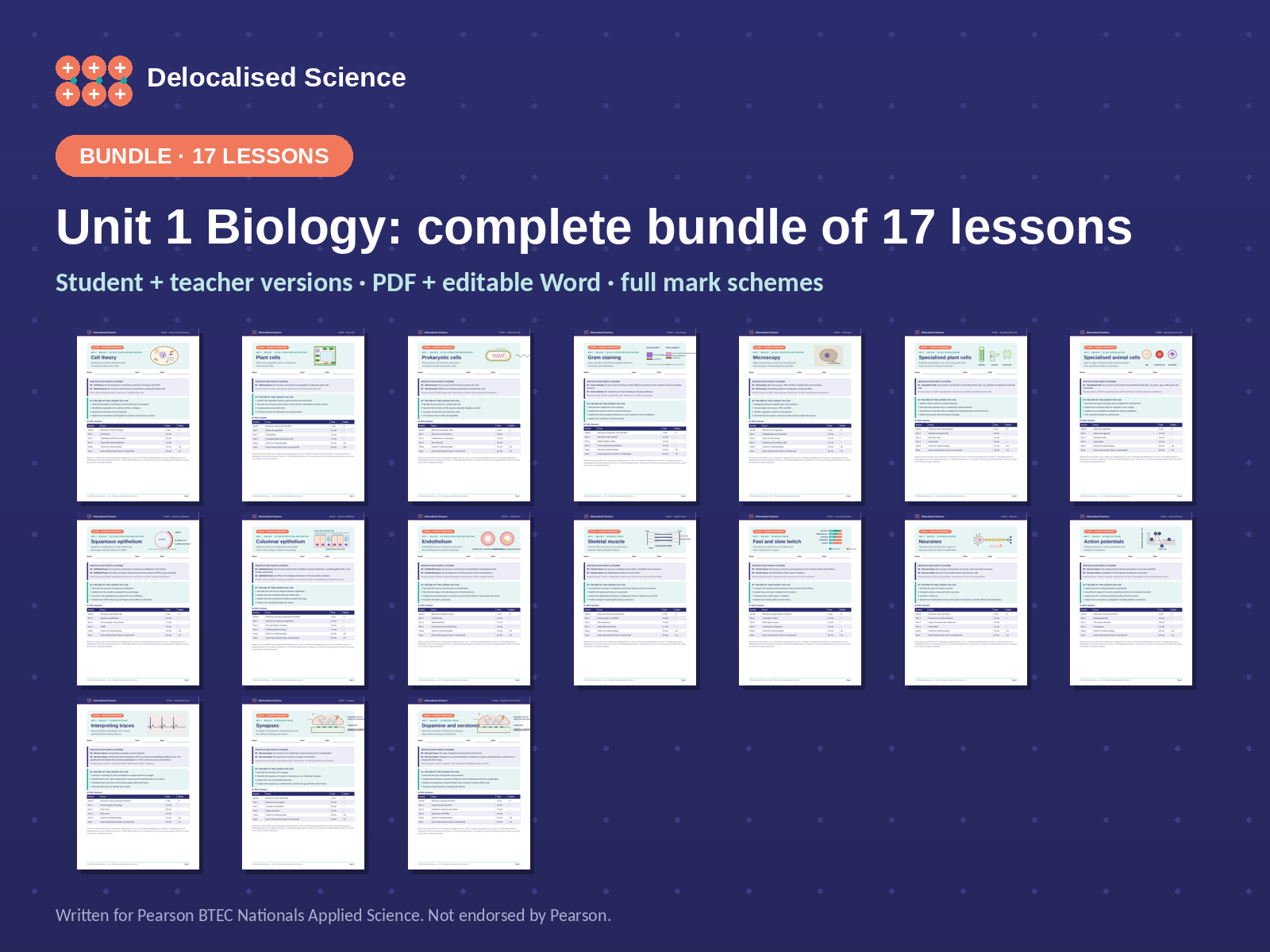 BTEC Applied Science Unit 1 Biology Bundle | 17 Complete Lessons