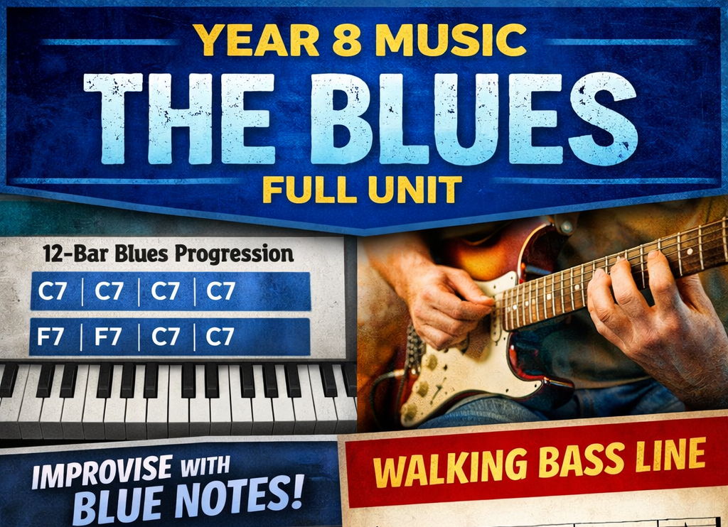 Year 8 Music – The Blues | 12 Bar Blues, Improvisation & Walking Bass Lines | Full Unit