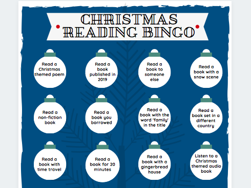 Christmas-Themed Book Reading Bingo Sheet