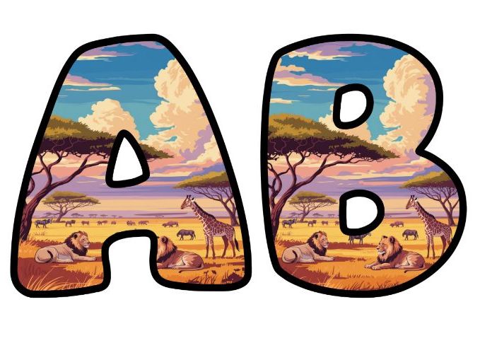 Serengeti Animals Alphabet Letters | Classroom Display, A-Z 0-9 and Signs