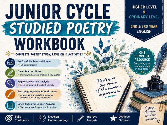 Junior Cycle Studied Poetry Workbook | Higher & Ordinary Level | 2nd & 3rd Year English