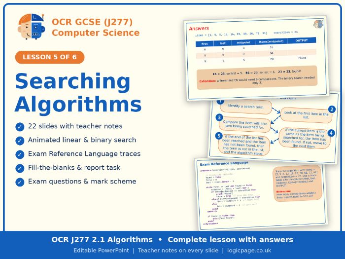 OCR J277 Computer Science 2.1 Searching Algorithms