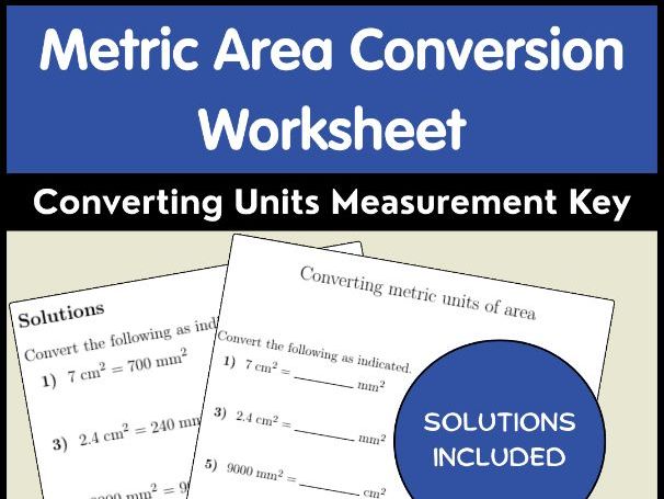 Metric Area Conversion Worksheet | Converting Units Measurement Key