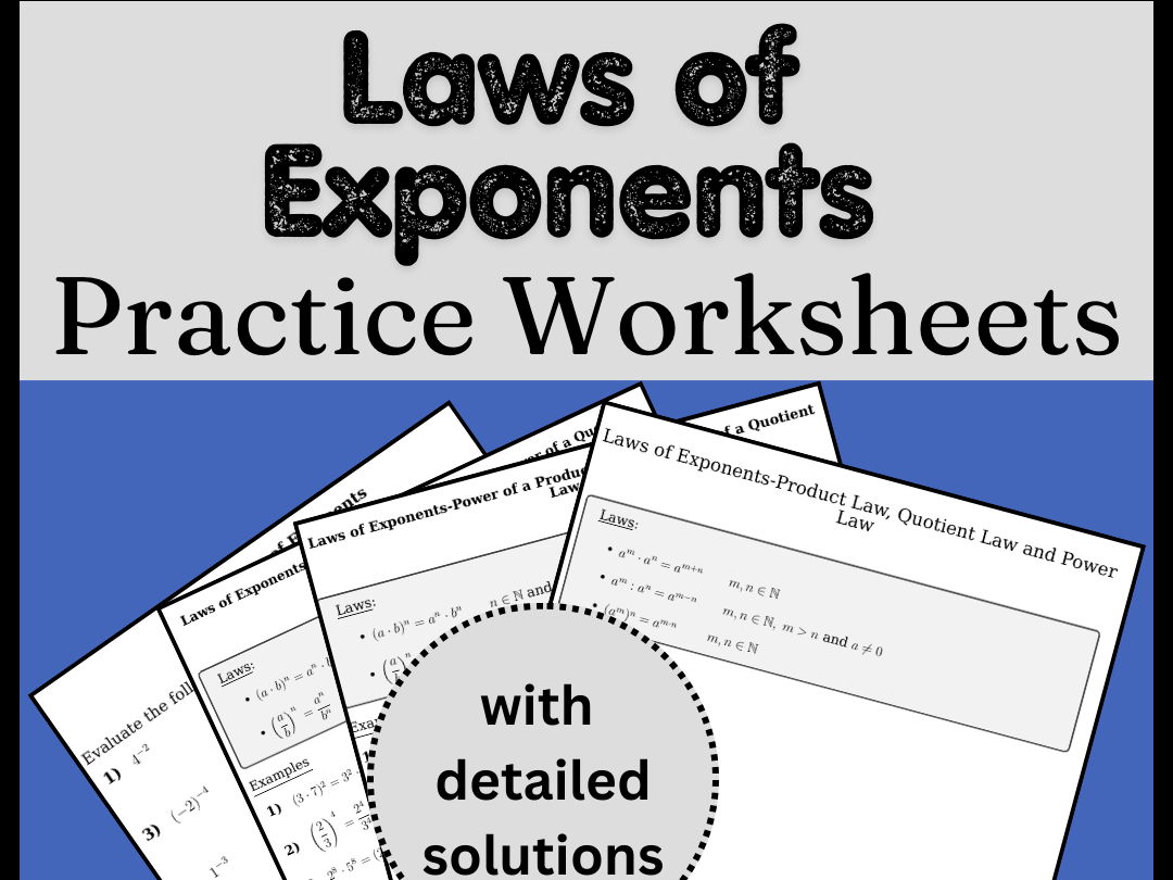 Laws of Exponents Practice Worksheets