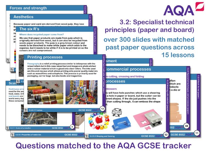AQA GCSE Design and Technology 3.2: Specialist technical principles (Paper and board)