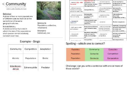 AQA GCSE Biology Adaptation, Interdependence and Competition literacy and oracy activities