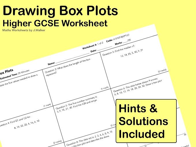 GCSE Maths Worksheet: Drawing Box Plots - Higher Tier