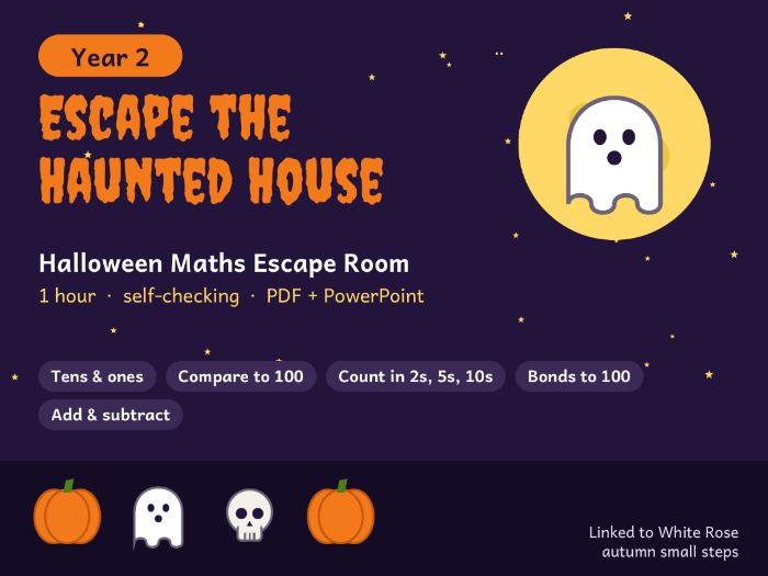 Year 2 Halloween Maths Escape Room: Place Value and Addition/Subtraction (Linked to White Rose)