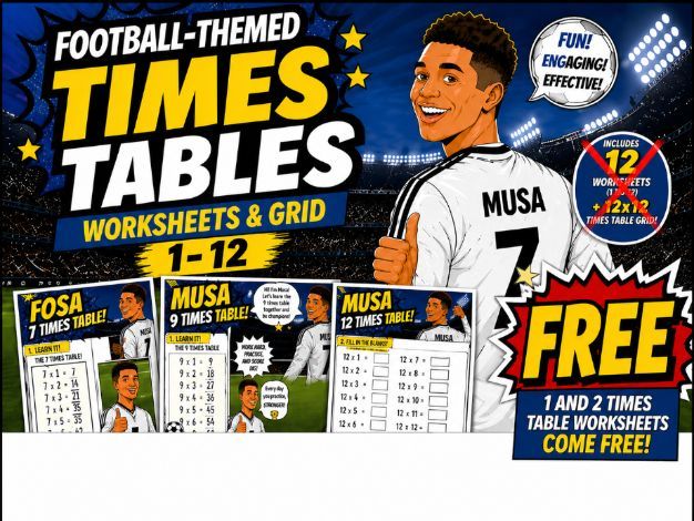 FREE - Times Table Pack - Football Themed - 1 to 2 times table - KS1 and KS2