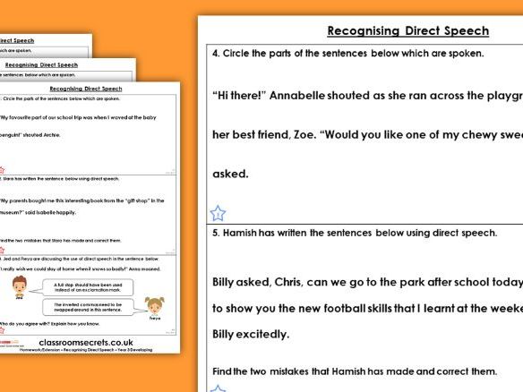 Inverted commas worksheet year 4 picture