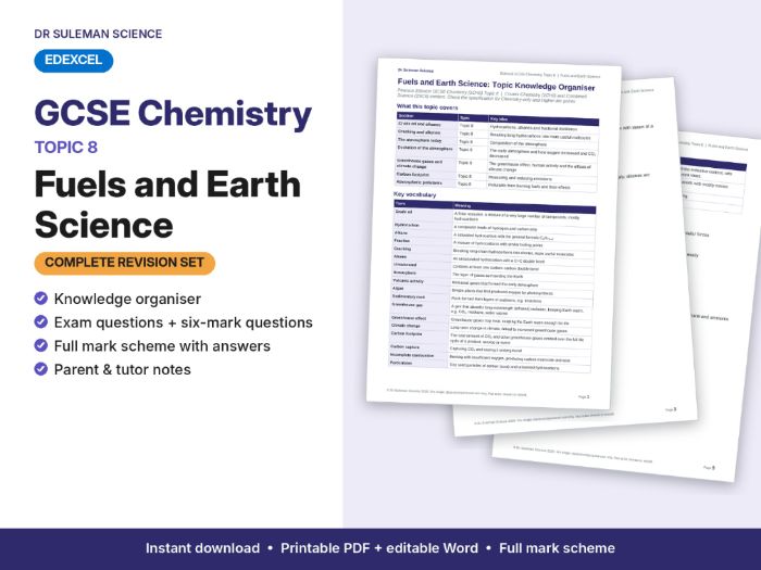 Edexcel GCSE Chemistry Topic 8 Fuels & Earth Science Revision