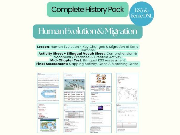 Human Evolution & Early Migration – Complete Lesson & Activities (Sixième / KS3 History)