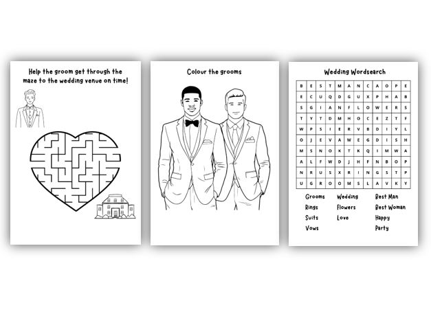14 Page - Wedding Activity Booklet - Groom & Groom