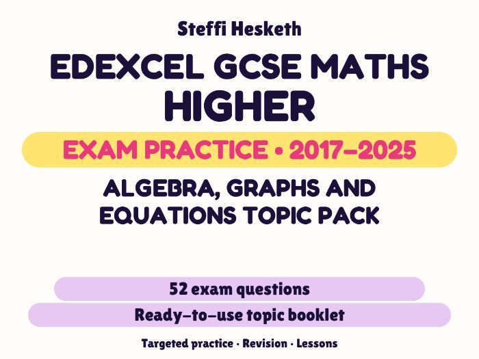 Edexcel GCSE Maths Higher: Algebra, graphs and equations topic pack Exam Questions | 2017-2025