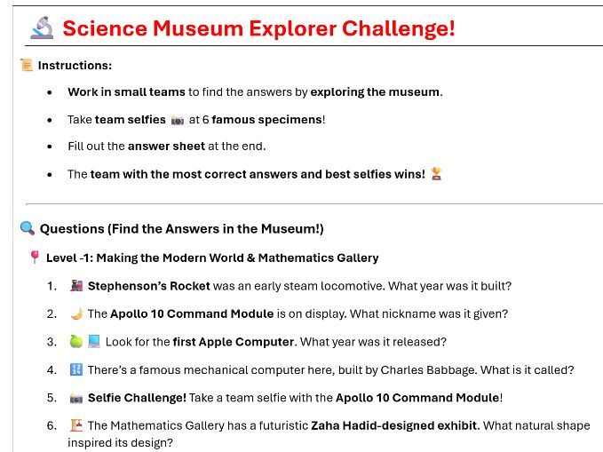 Science Museum London Quiz