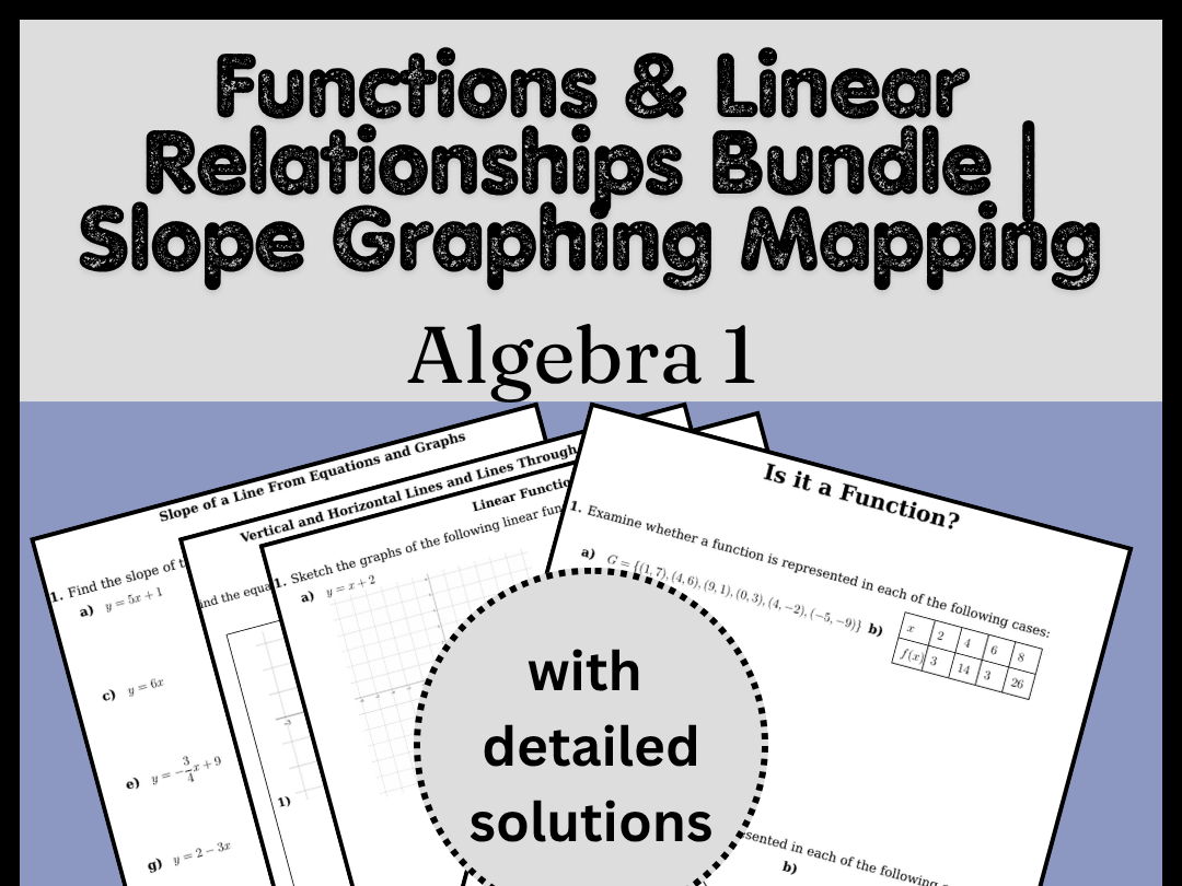 Functions & Linear Relationships Bundle | Slope Graphing Mapping | Algebra 1