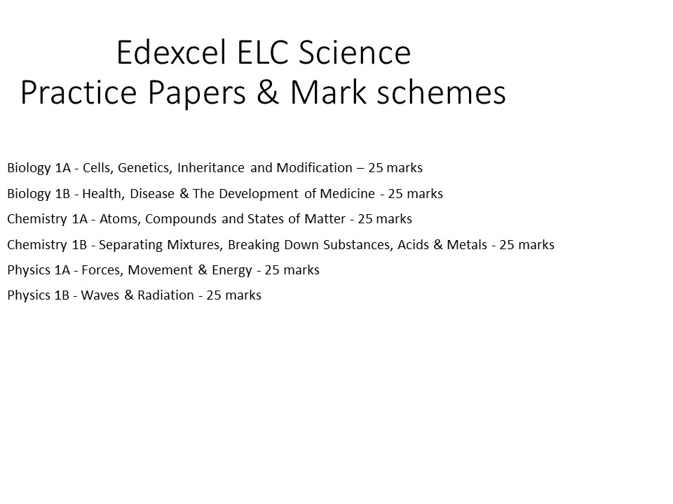 Edexcel Entry Level Certificate Science - All 6 Practice Papers