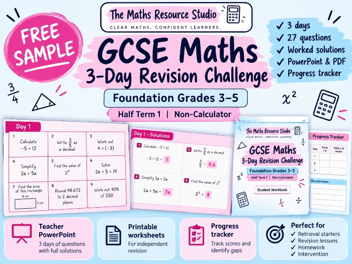 GCSE Maths Foundation | 3-Day Revision Challenge | Non-Calculator