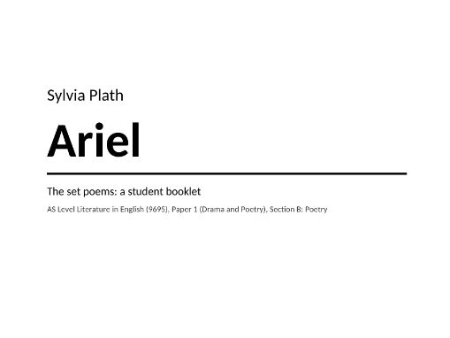 Sylvia Plath, Ariel: Student Booklet for AS Level (9695), Free Sample