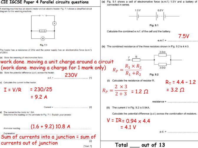 Parallel circuits for IGCSE Physics 0625 CIE Unit 4