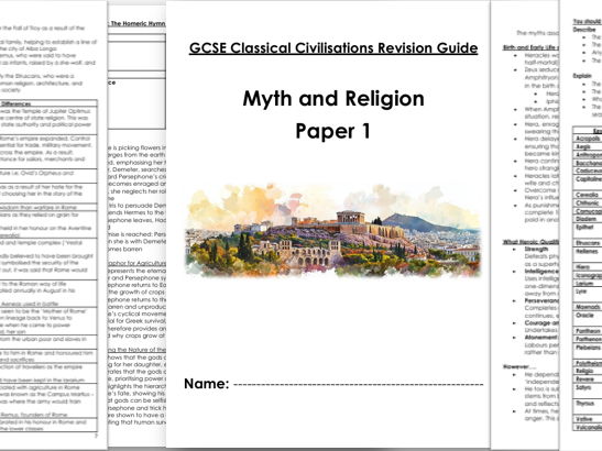 OCR Classical Civilisation Myth and Religion Revision (9-1)