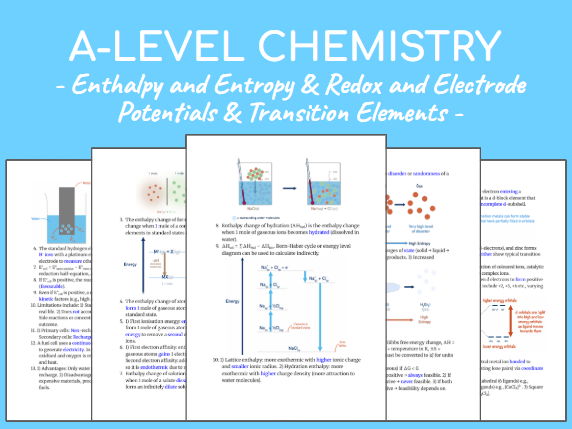 CONCISE A* A Level Chemistry Topic Entropy, Electrode Potential & Transition Elements Revision Notes