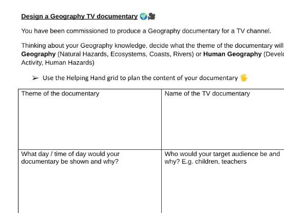 Design a Geography Documentary