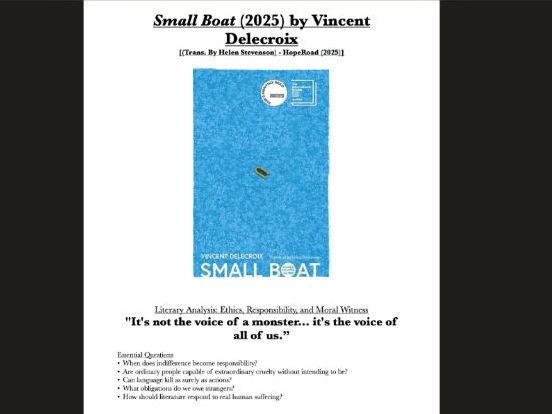 Small Boat (2025) by Vincent Delecroix - Literary Analysis Packet KS3–KS4
