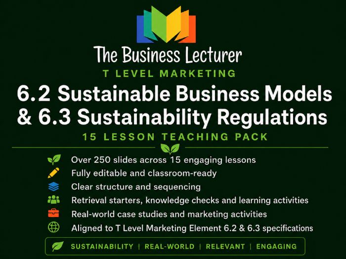 T Level Marketing 6.2 and 6.3 (sustainable models and regulations)