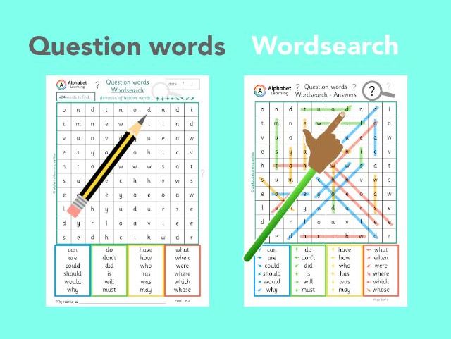 Wordsearch Question words (from high frequency word list)