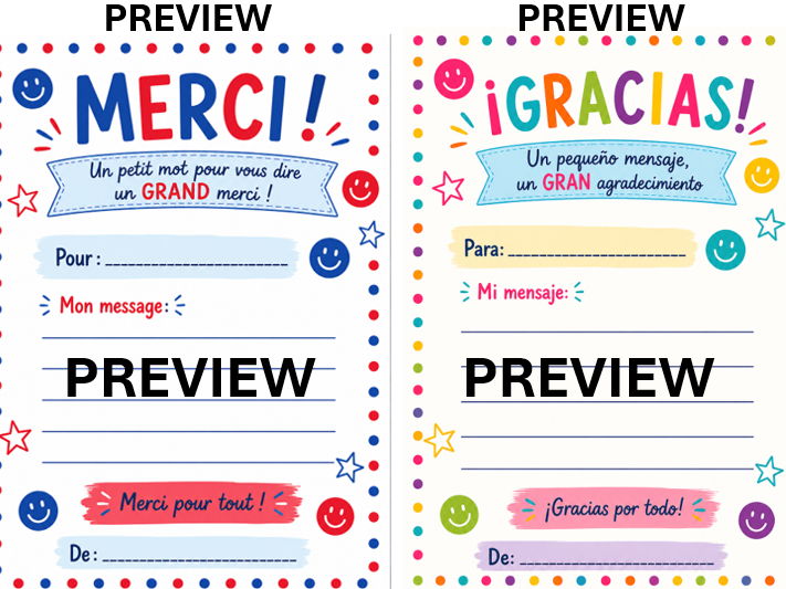 MFL French Spanish Thank You Postcards