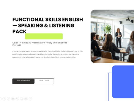 Functional Skills English Speaking & Listening Pack — Level 1 & Level 2 | Discussions, Role‑Pla