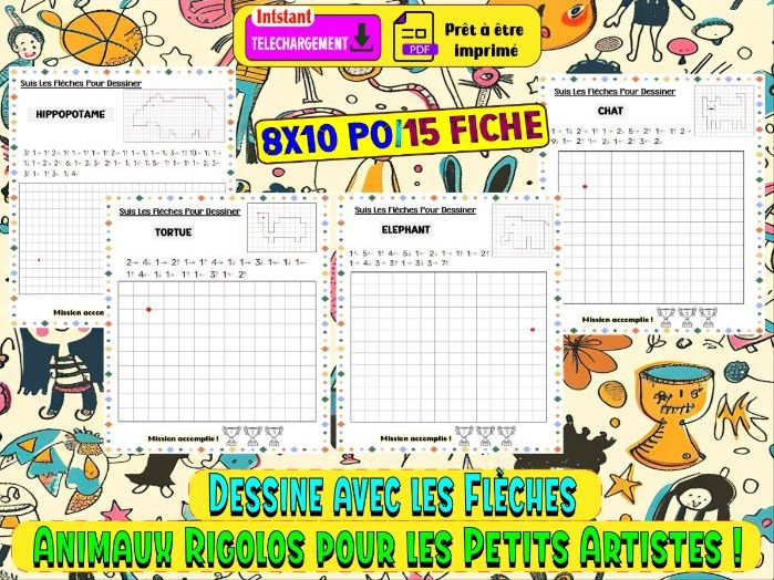 Dessine avec les Flèches : Animaux Rigolos pour les Petits Artistes !