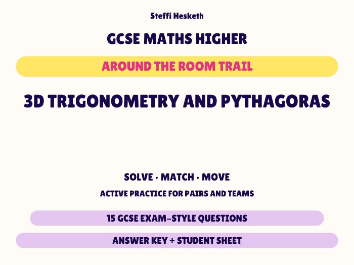 GCSE Higher Maths 3D Trigonometry and Pythagoras | Around the Room Trail