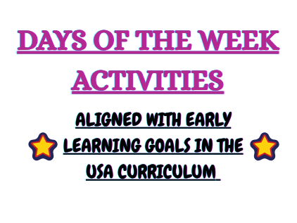 Days of the week activities! Kindergarten worksheets! USA curriculum! Tracing and matching