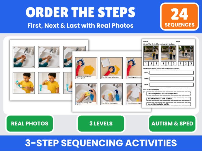 3-Step Sequencing Activities | Real Photos