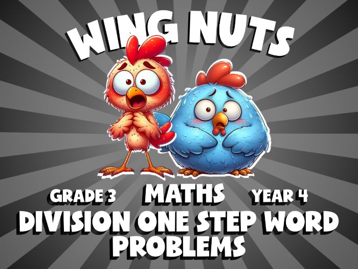 Division One Step Word Problems WING NUTS Maths Game | No-Prep Year 4 Review Activity