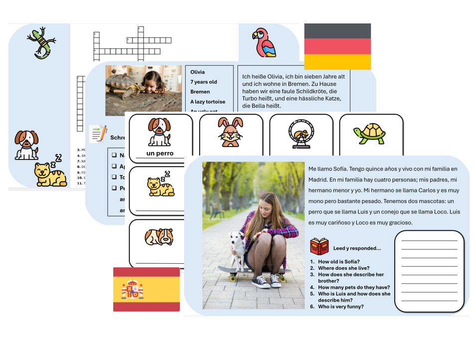 Pets (German & Spanish) – Independent Learning & Cover Pack