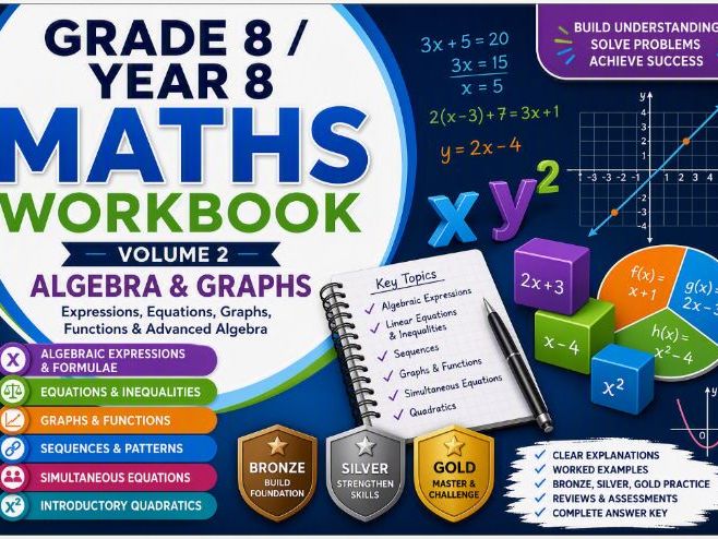 GRADE 8 / YEAR 8 MATHS WORKBOOK VOLUME 2 ALGEBRA & GRAPHS