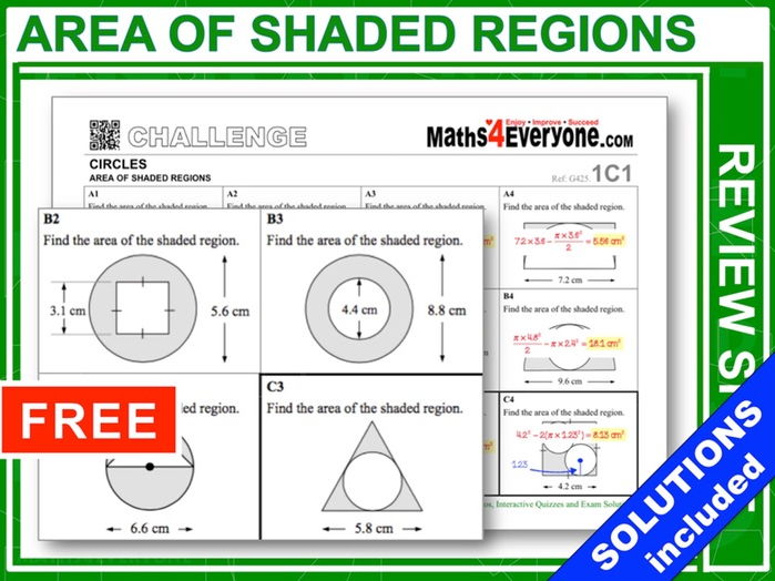 Shaded Areas (GCSE Topic Review) by Maths4Everyone Teaching Resources Tes