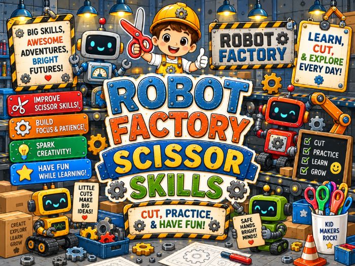 Robot Scissor Skills Worksheets | Cutting Practice & Fine Motor Activities | Preschool–1st Grade