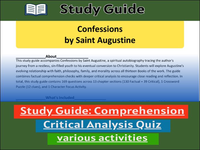 Study Guide for :Confessions by Saint Augustine, Comprehension 91����t