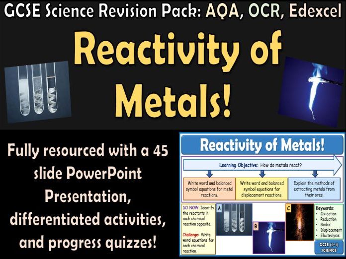 Reactivity of Metals GCSE Chemistry Revision Bundle