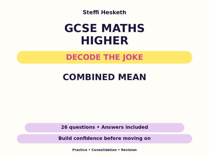 Combined Mean | GCSE Decode the Joke + Answers