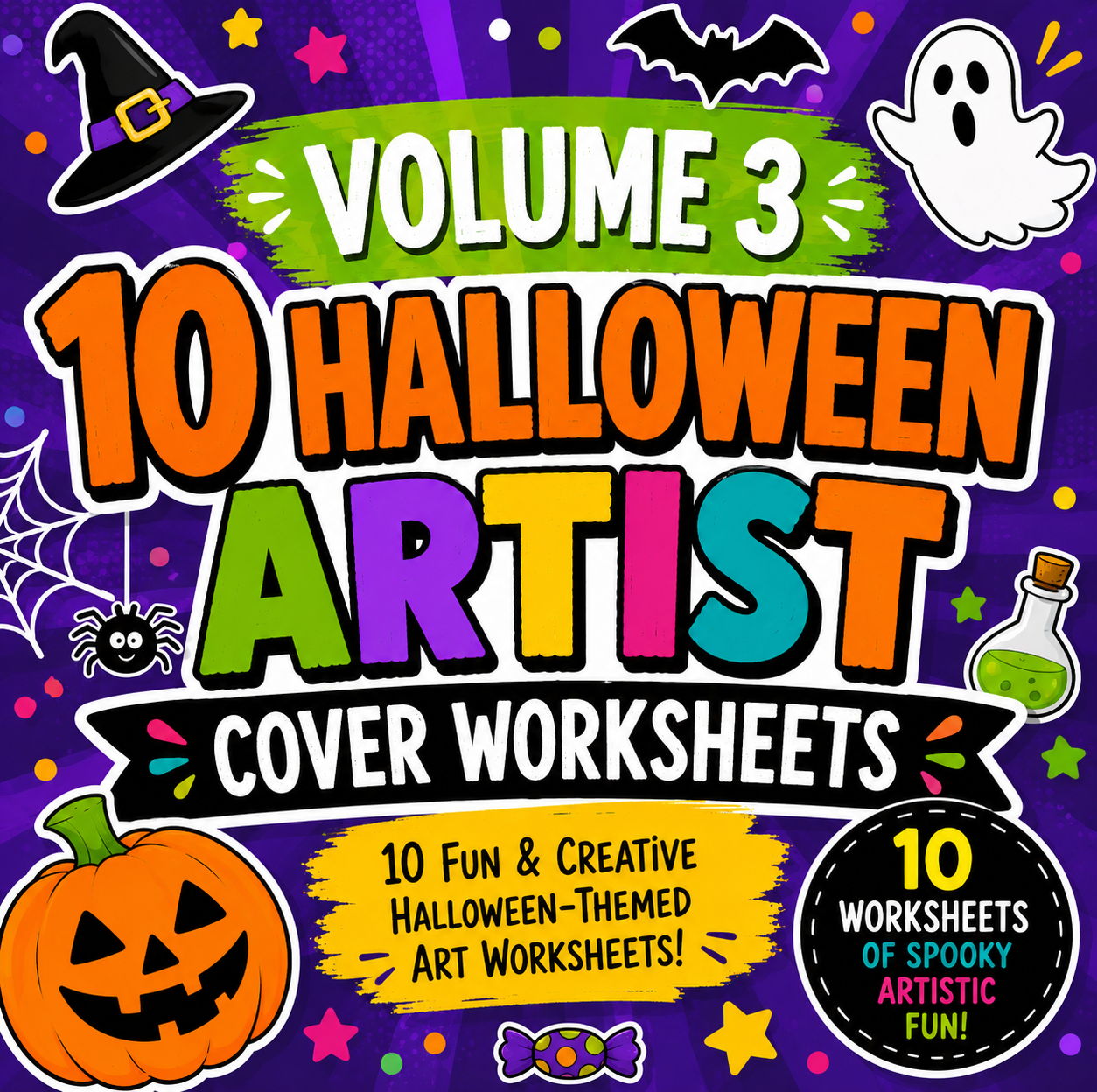 Halloween Artist Cover Worksheets Bundle Volume 3 | 10 KS3 Art Cover Lessons
