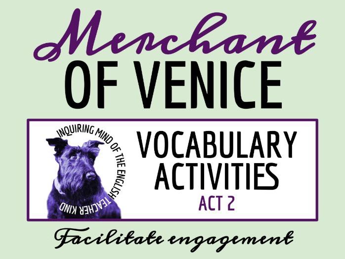 The Merchant of Venice Act 2 Vocabulary Games | Crossword Puzzle | Word Search